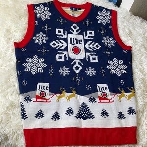 Miller Lite Christmas Sweater Vest 